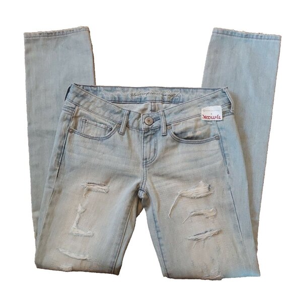 American Eagle Outfitters Denim - New American Eagle Skinny Jeans Womens 0 Blue Light Wash Cotton Low Rise Ripped